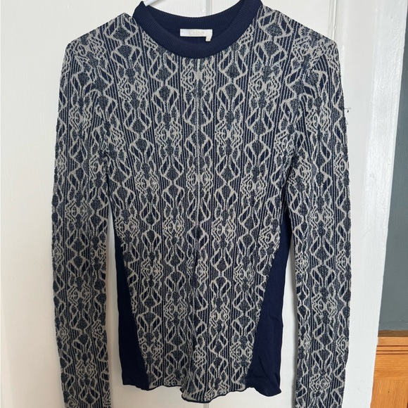 CHLOE Silver Metallic Long Sleeve Sweater - Picture 1 of 9